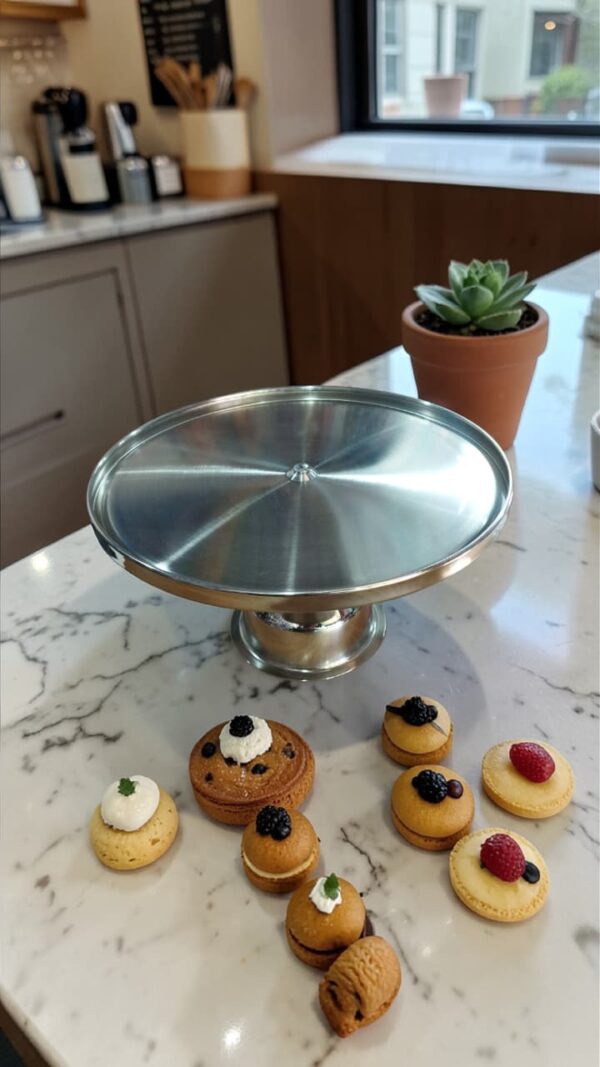 POSA TORTA ACERO INOX. 30CM  CON PIE