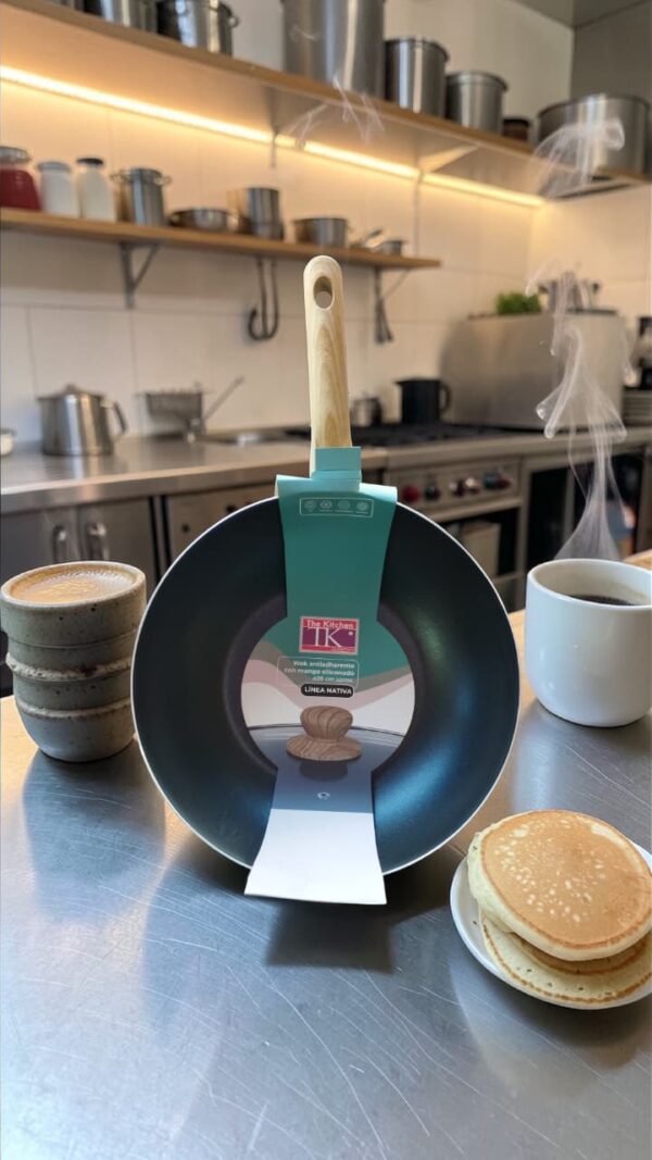 WOK ANTIHADERENTE C/MANGO SILICONADO 28CM APROX